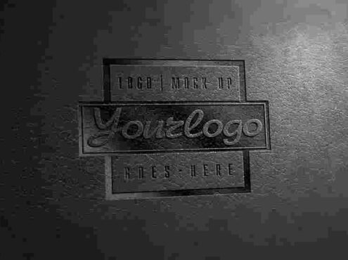 皮質背景的logo展示樣機