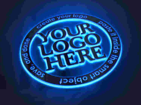 藍(lán)色科幻logo樣機psd素材，看上去很夢幻很科技。