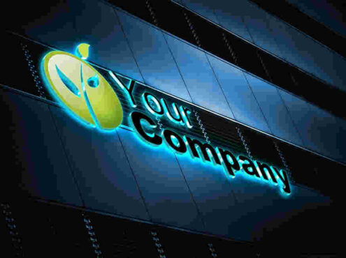 大廈立面上的logo展示樣機(jī)