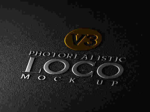 黑色背景的金色和銀色logo樣機(jī)素材