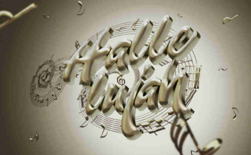 鎏金音樂和音符風格3d立體字英文樣機素材