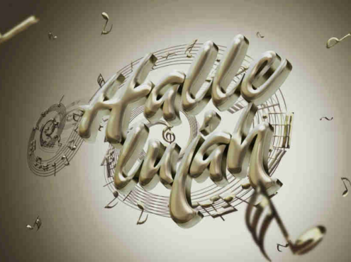 鎏金音樂和音符風(fēng)格3d立體字英文樣機素材