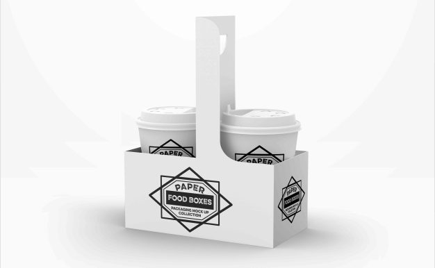 飲品提手盒包裝設計psd樣機素材